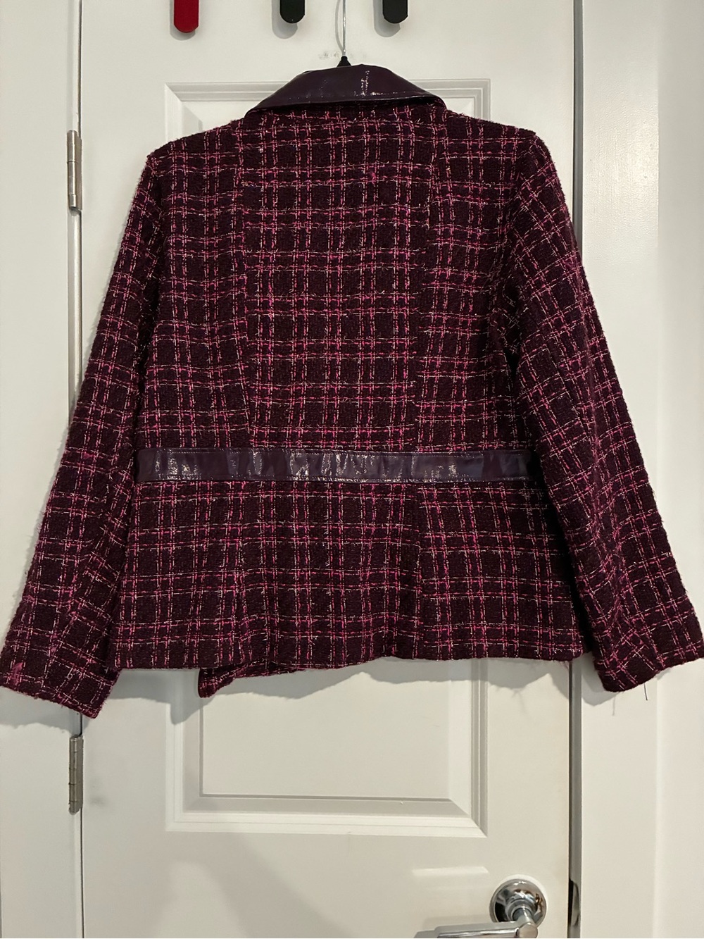 Christian Soriano Covington Women's Purple Plaid Tweed Zip Jacket - Picture 3 of 3